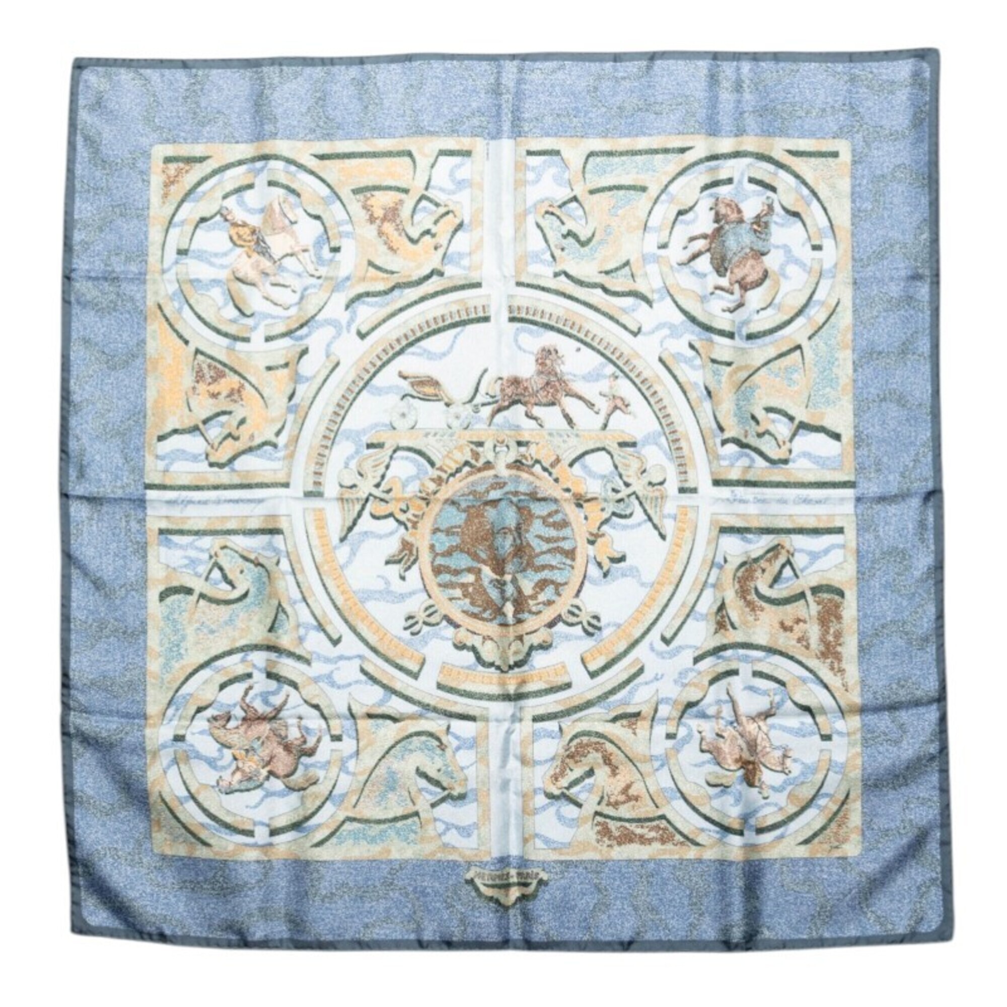 Hermes Authentic Blue Silk Scarf
